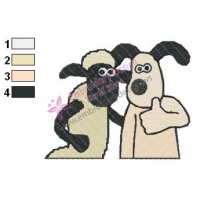 Shaun The Sheep and The Bitzer Dog Embroidery Design